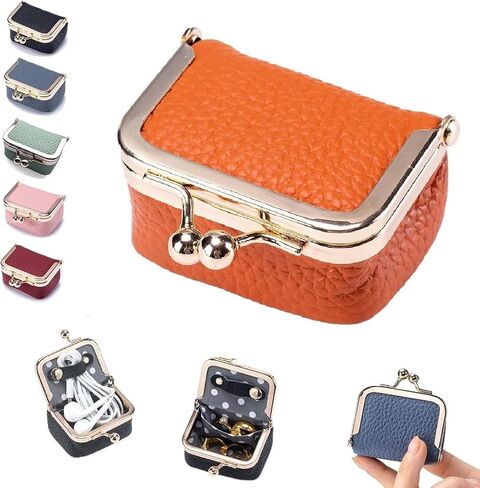Genuine Leather Mini Jewelry Box, Mini Jewelry Travel Case for Women, Portable Vintage Travel Small Jewelry Organizer for Earrings, Rings, Bracelets, Necklaces (Blue) in Saudi Arabia