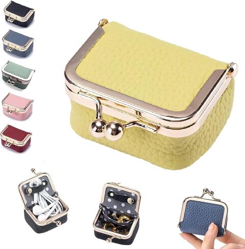 Genuine Leather Mini Jewelry Box, Mini Jewelry Travel Case for Women, Portable Vintage Travel Small Jewelry Organizer for Earrings, Rings, Bracelets, Necklaces (Blue) in Saudi Arabia