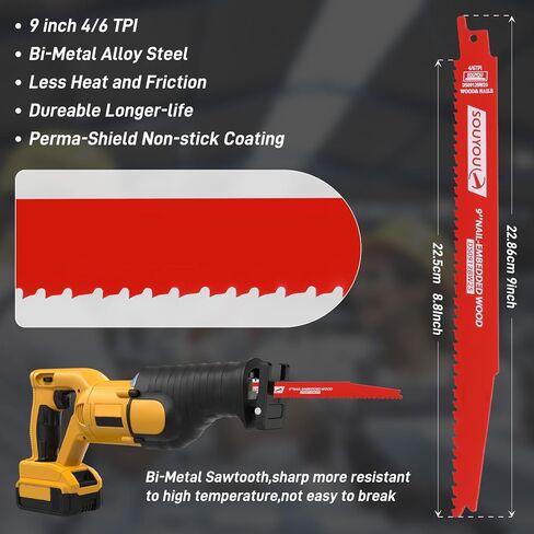 25 Pack 9 Inch 6/12 Tpi Reciprocating Saw Blade Bi-Metal Steel Demon with Perma-Shield Coating for Cutting Wood Metals in Kuwait