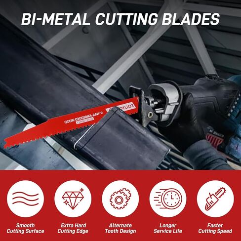 25 Pack 9 Inch 6/12 Tpi Reciprocating Saw Blade Bi-Metal Steel Demon with Perma-Shield Coating for Cutting Wood Metals in Kuwait