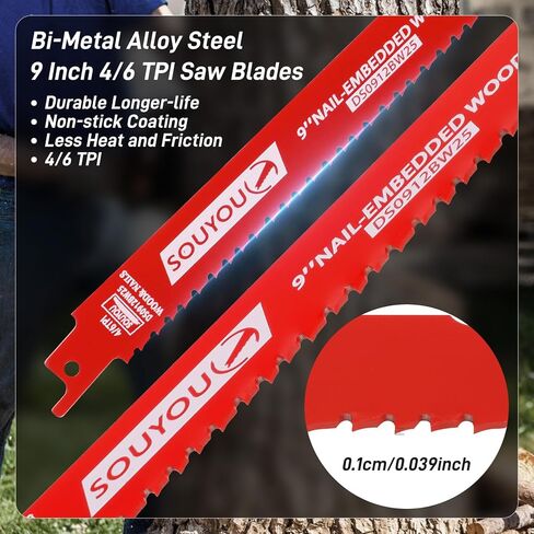 25 Pack 9 Inch 6/12 Tpi Reciprocating Saw Blade Bi-Metal Steel Demon with Perma-Shield Coating for Cutting Wood Metals in Kuwait