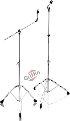 Griffin Cymbal Boom & Straight Stand 2 Pack Set (Percussion Tiltpro X Edition) - أجهزة طبل مزدوجة مسفقة للتحطم ، ركوب ، رش مع طقم ذراع الموازنة in Saudi Arabia