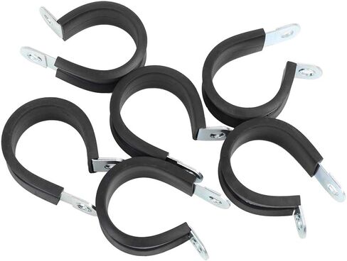 X AUTOHAUX 6pcs 22mm 0.87 Inch R-Shape Automotive Marine Clamps, Black, Zinc Plated Steel, Rubber Cushioned, Insulated, for Tube Pipe Wire Installation in Saudi Arabia