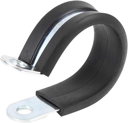 X AUTOHAUX 6pcs 22mm 0.87 Inch R-Shape Automotive Marine Clamps, Black, Zinc Plated Steel, Rubber Cushioned, Insulated, for Tube Pipe Wire Installation in Saudi Arabia