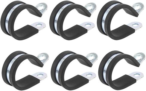 X Autohaux 6pcs 22mm 0.87 بوصة مشبكات بحرية للسيارات R ، أسود ، من الصلب المطلي بالزنك ، وسادة مطاطية ، معزولة ، لتركيب أنبوب الأنبوب الأنبوب in Saudi Arabia