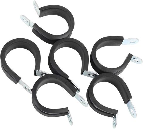 X Autohaux 6pcs 22mm 0.87 بوصة مشبكات بحرية للسيارات R ، أسود ، من الصلب المطلي بالزنك ، وسادة مطاطية ، معزولة ، لتركيب أنبوب الأنبوب الأنبوب in Saudi Arabia