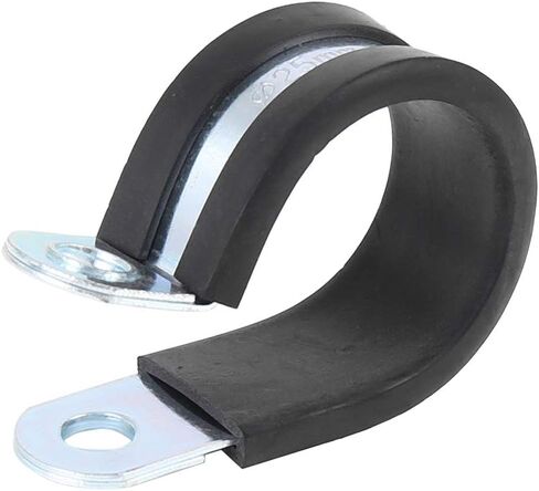 X Autohaux 6pcs 22mm 0.87 بوصة مشبكات بحرية للسيارات R ، أسود ، من الصلب المطلي بالزنك ، وسادة مطاطية ، معزولة ، لتركيب أنبوب الأنبوب الأنبوب in Saudi Arabia