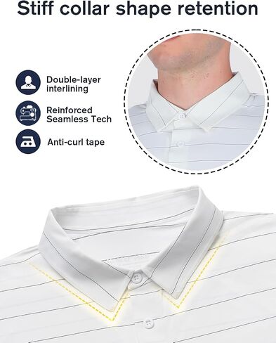 fit space Men's Seamless Golf Polo Shirt Slim Fit Performance Striped Tennis Shirt UPF 50+ Stretch Quick-Dry IceSlik Tech in Saudi Arabia