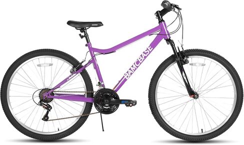 HILAND 26 Inch Womens and Mens Mountain Bike, 18 Speed Steel Frame Adult Bicycle, MTB Bikes with Suspension Fork, V Brake, Mountain Bicycle for Woman Man, Purple Green White in Kuwait