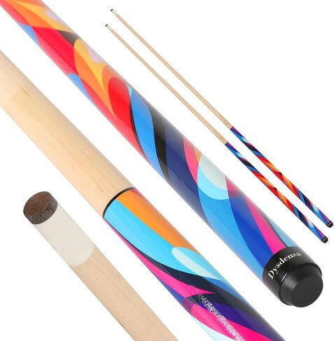 Kids Short Pool Cue Set of 2, Canadian Maple Wood, 4 Sizes (36/42/48/52 Inch) with UV-Printed Fun Designs and Leather Tip in Kuwait