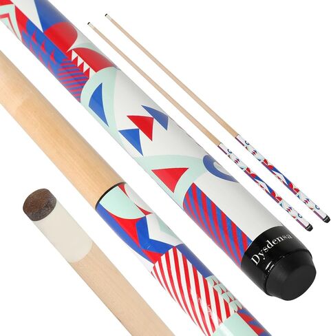 Kids Short Pool Cue Set of 2, Canadian Maple Wood, 4 Sizes (36/42/48/52 Inch) with UV-Printed Fun Designs and Leather Tip in Kuwait