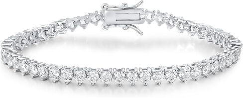 Gemsme Halo Tennis Bracelet for Women, 1 Row 18K White Gold Plated 6x4MM Princess Cut Cubic Zirconia Iced Out Link Bracelet (17) in Saudi Arabia