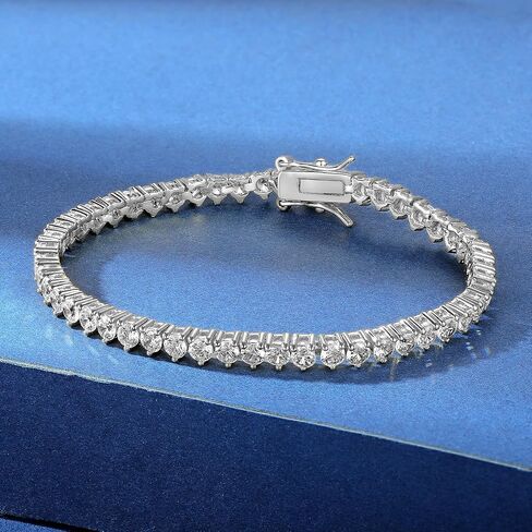 Gemsme Halo Tennis Bracelet for Women, 1 Row 18K White Gold Plated 6x4MM Princess Cut Cubic Zirconia Iced Out Link Bracelet (17) in Saudi Arabia