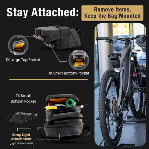 Lumiere & Co. Magnetic Quick-Release Bike Saddle Bag – Double Compartment, Low-Profile Brick Design, Designed with Fidlock's Magnetic Black V Buckle Attachment System, Mach X (Black) in Saudi Arabia