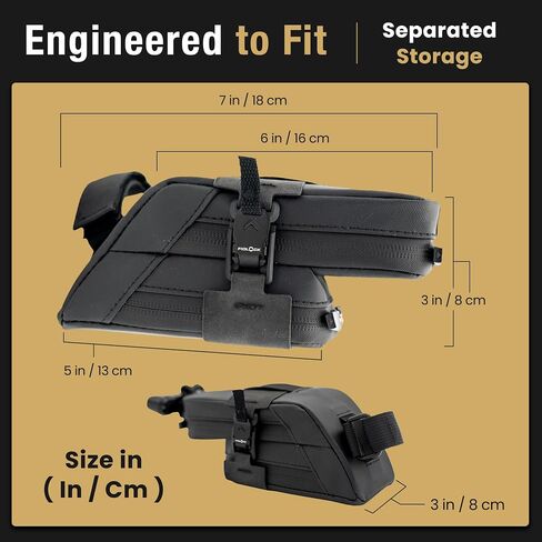 Lumiere & Co. Magnetic Quick-Release Bike Saddle Bag – Double Compartment, Low-Profile Brick Design, Designed with Fidlock's Magnetic Black V Buckle Attachment System, Mach X (Black) in Saudi Arabia