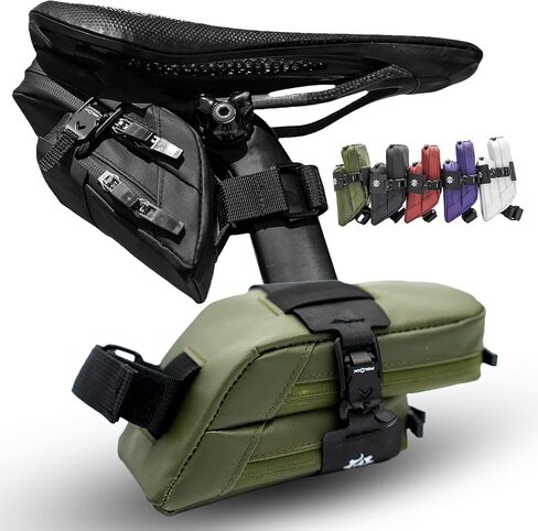 Lumiere & Co. Magnetic Quick-Release Bike Saddle Bag – Double Compartment, Low-Profile Brick Design, Designed with Fidlock's Magnetic Black V Buckle Attachment System, Mach X (Black) in Saudi Arabia
