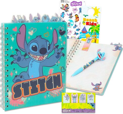 مجموعة Disney Lilo & Stitch Journal Set - حزمة مع شريط ملاحظات حلزوني مع غرزة مع علامات تبويب مقسم بالإضافة إلى ملصقات ، المزيد | مجموعة مذكرات غرزة للأطفال in Saudi Arabia