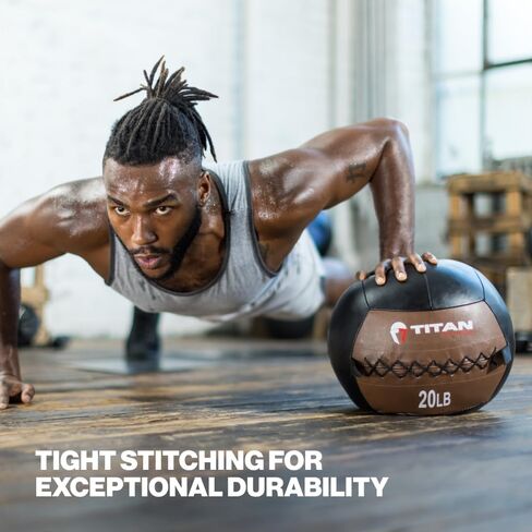 Titan Fitness Soft Leather Medicine Wall Ball Durable, Endurance, Cardio, Core Strength in Saudi Arabia