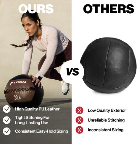 Titan Fitness Soft Leather Medicine Wall Ball Durable, Endurance, Cardio, Core Strength in Saudi Arabia