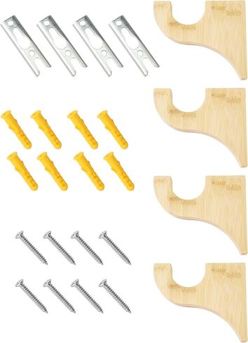 2 Pack Wooden Curtain Rod Brackets, Multipurpose Curtain Rod Holders for Hanging Drapes, Wood Brackets 3-1/2" Return Bracket for 2" Pole, Wooden Hooks for Bathroom, Bedroom, Livingroom, Kitchen in Saudi Arabia