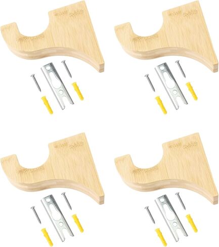2 Pack Wooden Curtain Rod Brackets, Multipurpose Curtain Rod Holders for Hanging Drapes, Wood Brackets 3-1/2" Return Bracket for 2" Pole, Wooden Hooks for Bathroom, Bedroom, Livingroom, Kitchen in Saudi Arabia