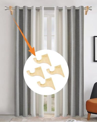 2 Pack Wooden Curtain Rod Brackets, Multipurpose Curtain Rod Holders for Hanging Drapes, Wood Brackets 3-1/2" Return Bracket for 2" Pole, Wooden Hooks for Bathroom, Bedroom, Livingroom, Kitchen in Saudi Arabia