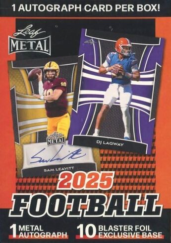 2025 Leaf METAL Football Factory Sealed Blaster Box with METAL AUTO & (10) EXCLUSIVE Foil Cards! Look for Autos of Patrick Mahomes, Peyton Manning, Bryce Underwood, Cam Ward, Jayden Daniels & More! in Saudi Arabia