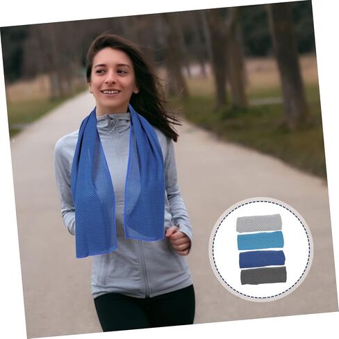 TOYANDONA 4pcs Cooling Sports Towel Set Quick Dry Breathable Microfiber Ice Towels for Gym Running Yoga Outdoor Activities in Saudi Arabia