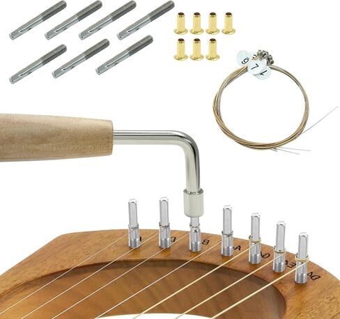 Zorfeter 7 Pcs Lyre Harp Strings 7pcs String Pin Nails with Tuning Wrench Replacement kit for Lyre Harp and Other Stringed Instruments in Saudi Arabia