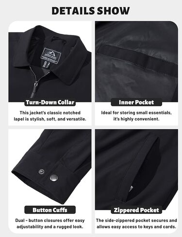 TACVASEN Mens Lightweight Windbreaker Full Zip Up Laydown Collar Jackets Light Casual Coat with Zip Pockets in Saudi Arabia