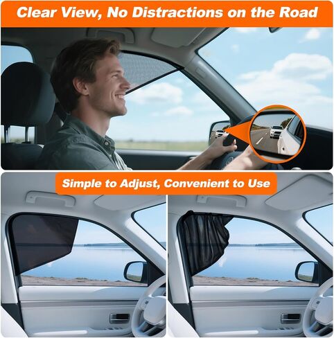 Magnetic Car Window Shades - Dual-Layer Sun Protection Car Curtains for Rear Side Windows, Enhanced UV Block, Strong Magnets, Easy Installation Side Window Sun Shade Fits Most Cars (2 PCS) in Kuwait