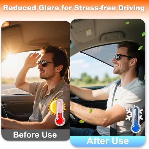 Magnetic Car Window Shades - Dual-Layer Sun Protection Car Curtains for Rear Side Windows, Enhanced UV Block, Strong Magnets, Easy Installation Side Window Sun Shade Fits Most Cars (2 PCS) in Kuwait