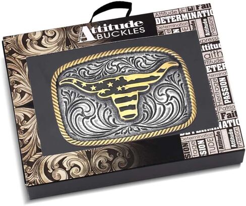Montana Silversmiths وصفت Legacy Longhorn Oval Western Belt Boxle in Kuwait