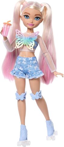 Barbie Dream Besties Doll and Associory ، Doll Renee Posable Roller Mashing Fashion Doll مع Hair Black ، 12 Video & Food Packed in Saudi Arabia