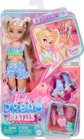 Barbie Dream Besties Doll and Associory ، Doll Renee Posable Roller Mashing Fashion Doll مع Hair Black ، 12 Video & Food Packed in Saudi Arabia