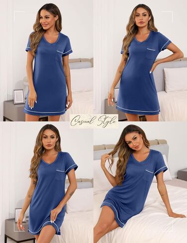 ekouaer lightgowns womens for women shorts sleeves v neck sleepwear plus seize sleepshirt Shortshirts tshirts dress s-xxl in Saudi Arabia