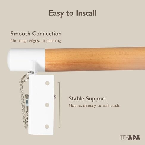 Ilyapa Ballet Barre Bare for Home - Wood Adjustable Wall Mount Ballet Bar Dance Equipment for Barre Workout & Ballet Stretching, Powdercoated White Brackets in Saudi Arabia