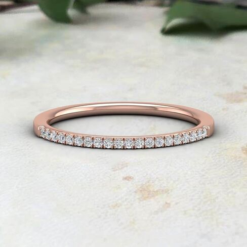 FINEROCK 1/10 to 1/3 Carat Carat Diamond Semi-Eternity Wedding Band Ring in 10K Rose Gold in Saudi Arabia