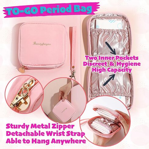 First Period kit for Girls | 22 PC Period Packs for Young Girls First Time | First Period Gift for Teen Girls with Sanitary Pad Storage Bag, Wipes, Bracelet, Eye Mask, Socks and More(Mint) in Saudi Arabia