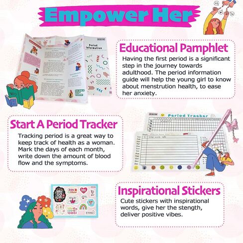 First Period kit for Girls | 22 PC Period Packs for Young Girls First Time | First Period Gift for Teen Girls with Sanitary Pad Storage Bag, Wipes, Bracelet, Eye Mask, Socks and More(Mint) in Saudi Arabia