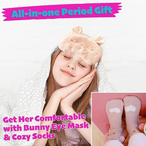 First Period kit for Girls | 22 PC Period Packs for Young Girls First Time | First Period Gift for Teen Girls with Sanitary Pad Storage Bag, Wipes, Bracelet, Eye Mask, Socks and More(Mint) in Saudi Arabia