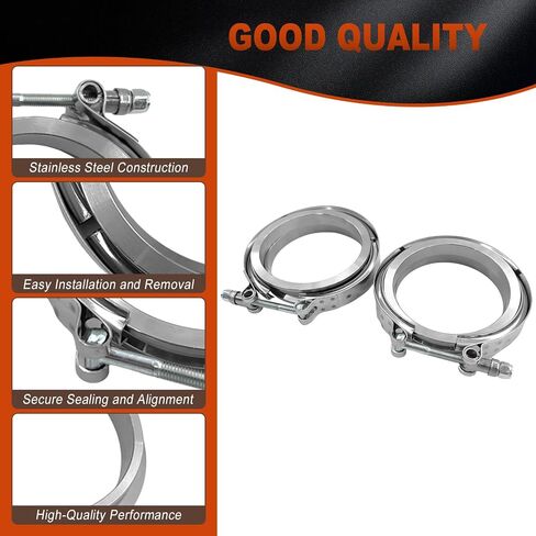 4pcs 2 "V Band Band Clamp Kit مع شفة أنثى من الذكور للتوربو ، العادم ، و SownPipes ، متوافقة مع شفة عادم السيارات V V-Band 2 بوصة in Kuwait