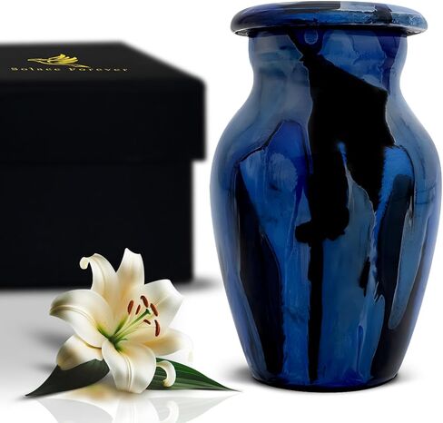 Keepsake urns for Human Ashes Adult Female - Small Urns for Ashes for Women & Men - Handcrafted Mini Memorial Urns - Honor Your Loved One with Funeral Cremation Urn (Black, Small) in Kuwait