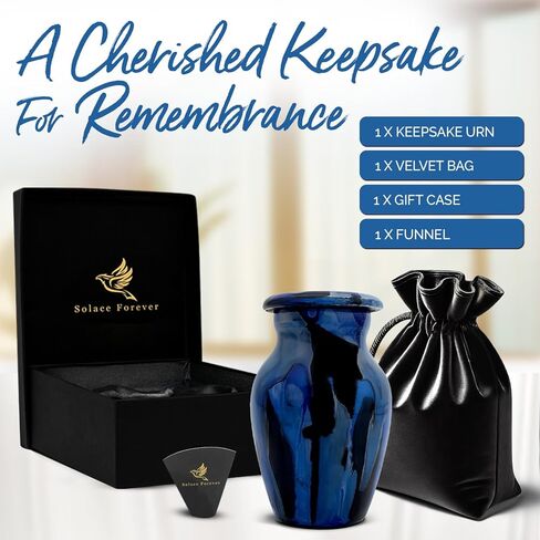 Keepsake urns for Human Ashes Adult Female - Small Urns for Ashes for Women & Men - Handcrafted Mini Memorial Urns - Honor Your Loved One with Funeral Cremation Urn (Black, Small) in Kuwait