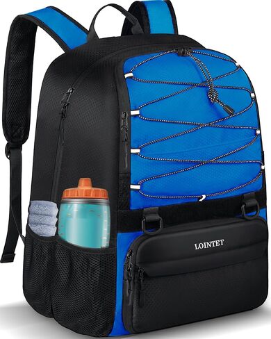 Youth Soccer Bag, Soccer Backpack with Ball Compartment, Sports Equipment Training Bags Fits Basketball Football Volleyball and Accessories, Black in Saudi Arabia