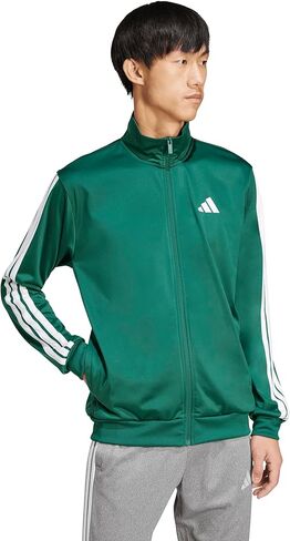 adidas Men's Tall Size 3-Stripes Tricot Track Top, Black/Black in Saudi Arabia