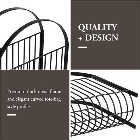 MyGift Deluxe Mid Century Brass Tone Metal Wire Magazine Holder Rack, Table or Floor Display Newspaper Stand Storage Sling for Magazines and Vinyl Record Albums in Saudi Arabia