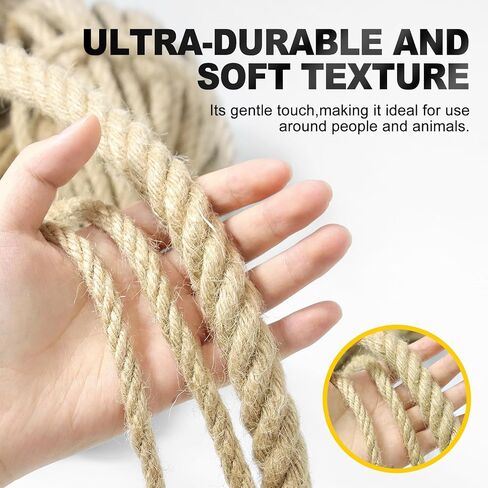 Jute Twine String -33Feet 20mm Friendly Heavy-Duty Rope for Crafts,Construction & Packaging | Natural Fiber Cord for Garden Tying,Bundling & DIY Decor in Kuwait