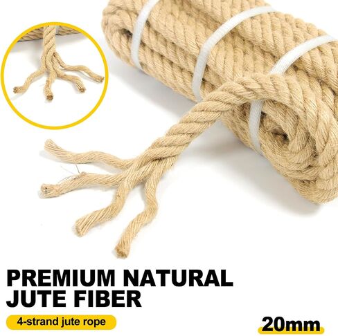 Jute Twine String -33Feet 20mm Friendly Heavy-Duty Rope for Crafts,Construction & Packaging | Natural Fiber Cord for Garden Tying,Bundling & DIY Decor in Kuwait