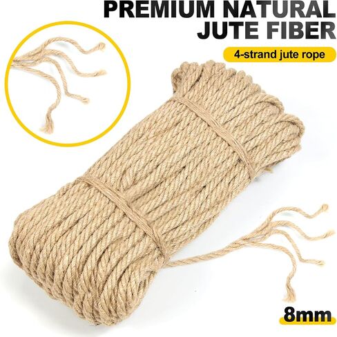 Jute Twine String -33Feet 20mm Friendly Heavy-Duty Rope for Crafts,Construction & Packaging | Natural Fiber Cord for Garden Tying,Bundling & DIY Decor in Kuwait